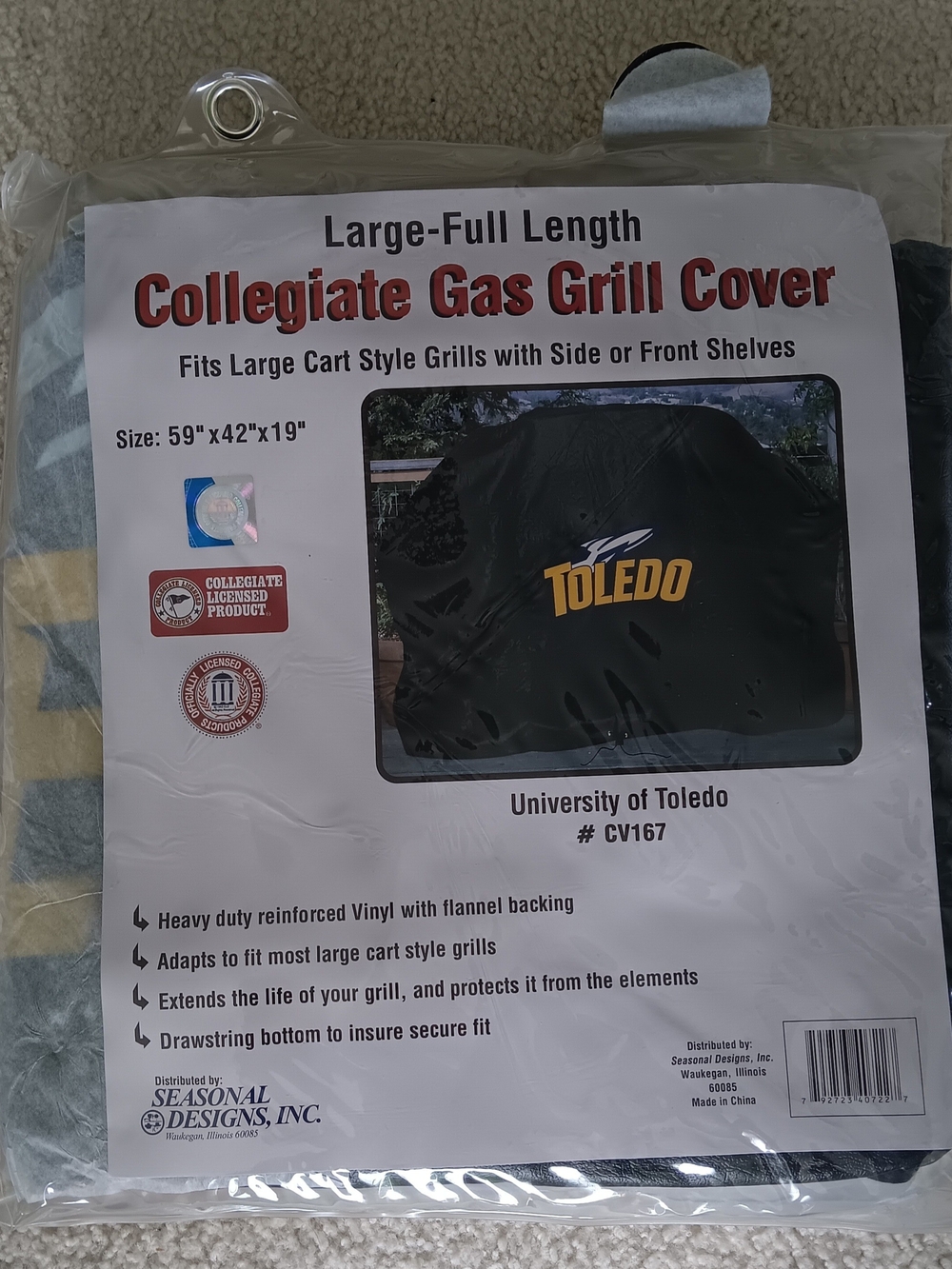 University of Toledo Black Collegiate Grill Cover - Large